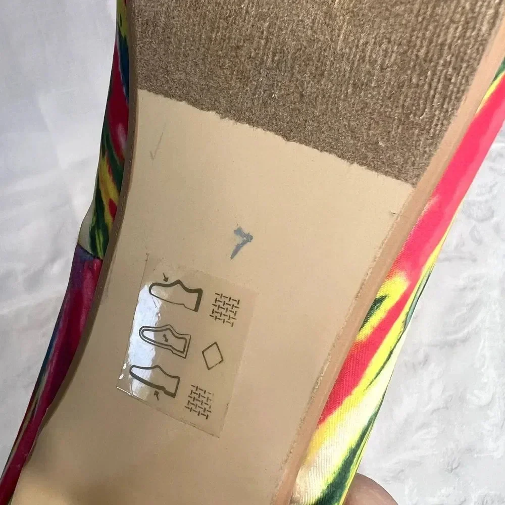 Call It Spring Open Toe Neon Multi Color Pumps‎ Size 7 - Picture 7 of 8